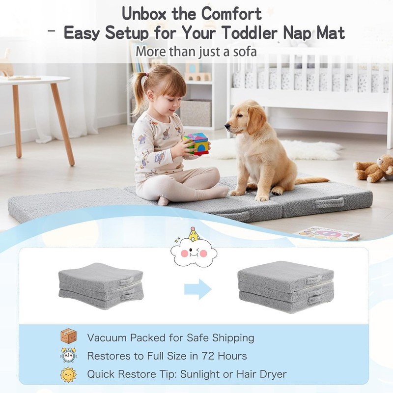 Foldable Floor Mattress for Kids -Daycare Sleeping Futon or Floor Mat with St... gallery