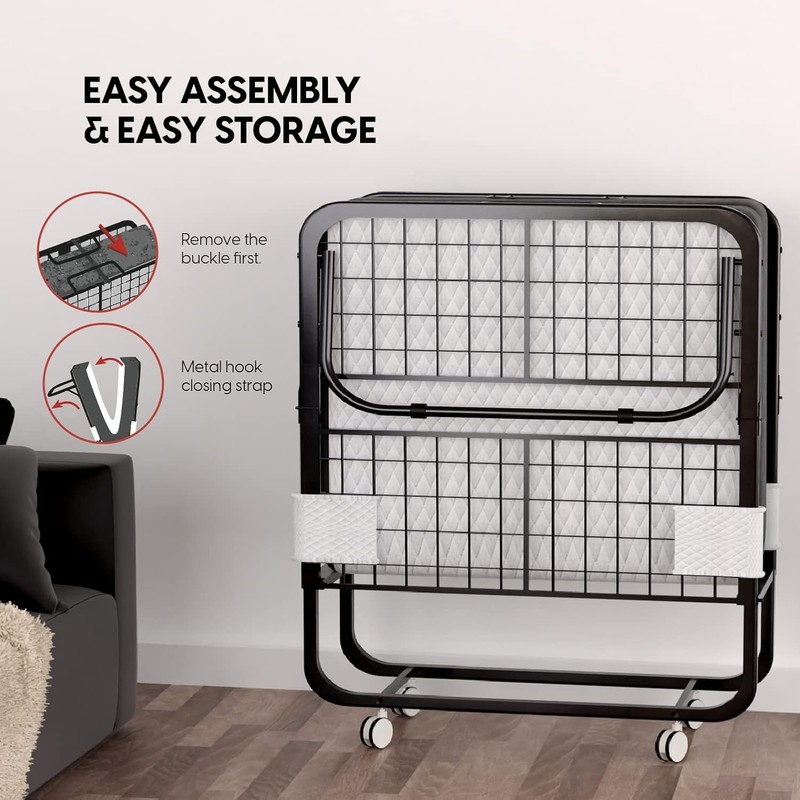 Folding Bed with Mattr - 75x31 Cot Size Fre - Portable gallery