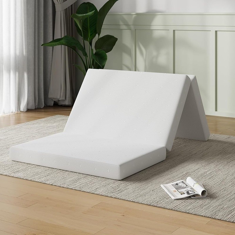 Portable Trifold Mattress Memory Foam Foldable Floor Bed Multipurpose Sofa Sleep