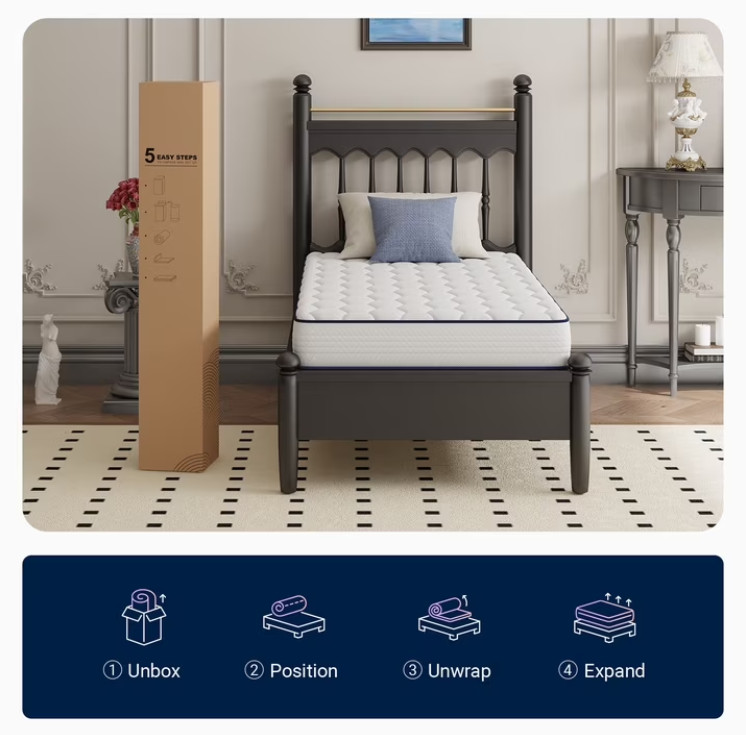 Avenco Pearl 6″ Twin Size Medium Adult Supportive Innerspring Mattress