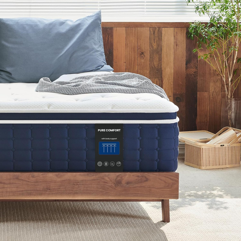 Full Size Mattress, 12Inch Hybrid Mattress, Medium Feel Memory Foam&Individual P