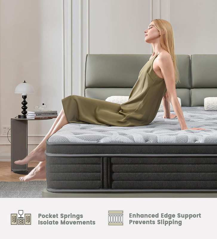 10" Full Size Memory Foam & Pocket Spring Mattress for Cool, Comfortable Sleep gallery