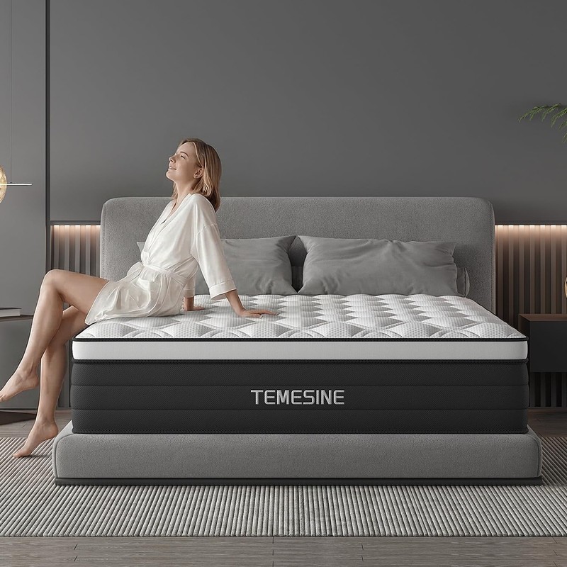 Queen Mattress, 14 Inch Hybrid Mattress in a Box with Individual Pocket Spring,