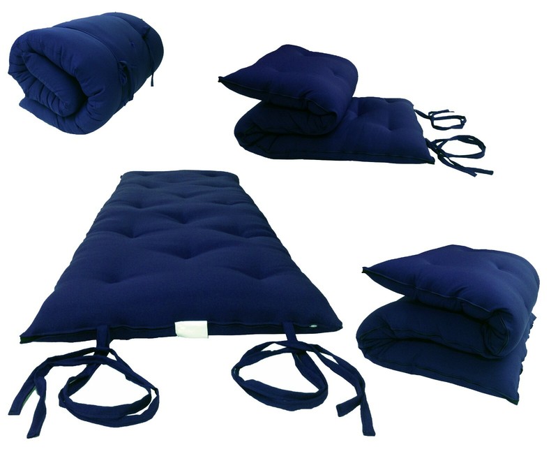 Twin Japanese Floor Rolling Futon Mattresses, Cotton Pads 3 x 39 x 80, Navy Blue