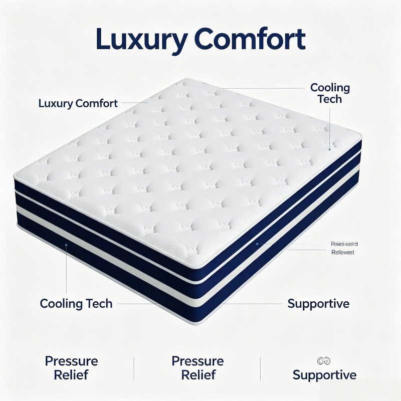 12in Gel Memory Foam & Spring Hybrid Mattress Breathable King size Bed In a Box gallery