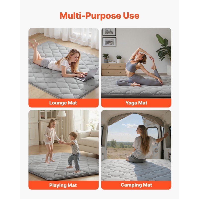 Uimoso Japanese Tatami Mattress Queen Foldable Futon Mat with Storage Bag Gray gallery