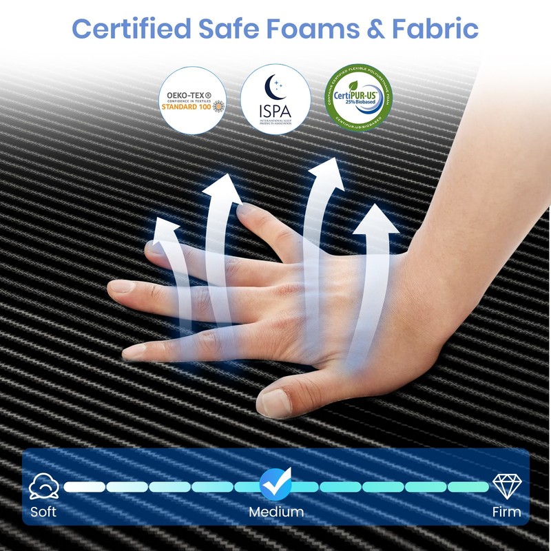 12" Queen Mattress Cooling Gel Memory Foam Medium Firm Mattress in a Box, Black gallery