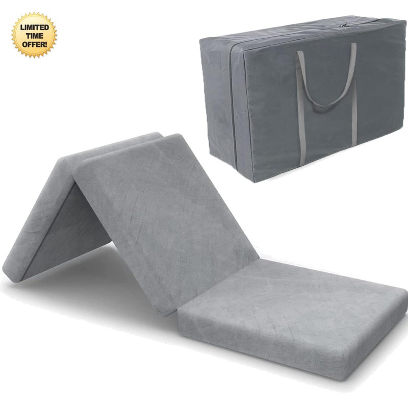 Tri Folding Foam Mattress with Waterproof Cover and Carrying Bag 31 x 75 Inches