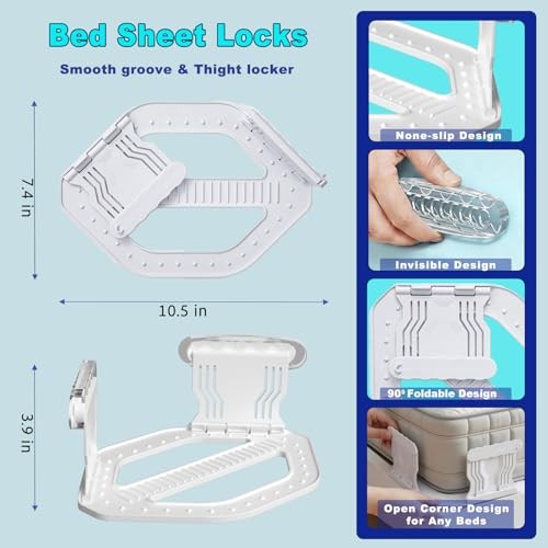Bed Sheet Holders for Corners – 4 Pack Sheet Fasteners with Lock-Style Grip, gallery