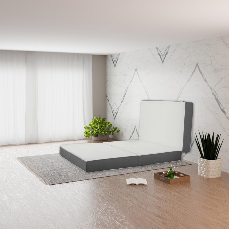 4-Inch Tri-Folding Gel Memory Foam Portable Floor Mattress | Breathable Mesh, Ul gallery
