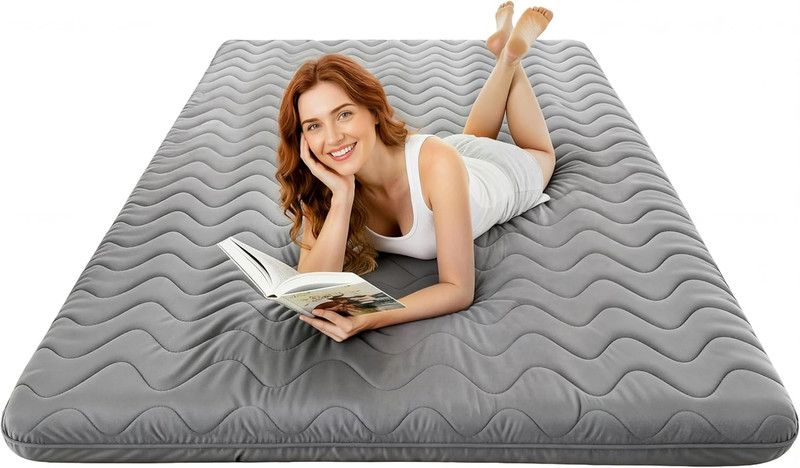 Extra Firm 3.5" Japanese Floor Mattress - Portable Futon for Guests & Camping