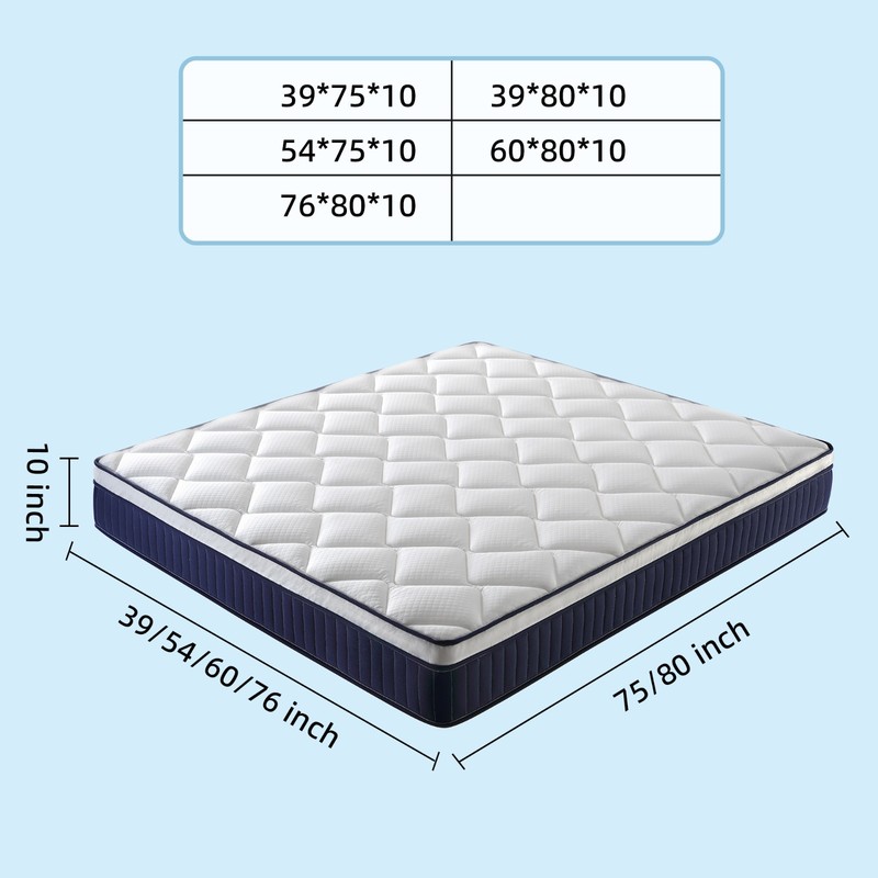 10 Inch Queen Plush Memory Foam Pocket Spring Hybrid Mattress With Certipur