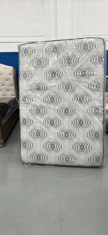 White & Gray Abstract Print Rectangle Mattress for Adults Bedroom