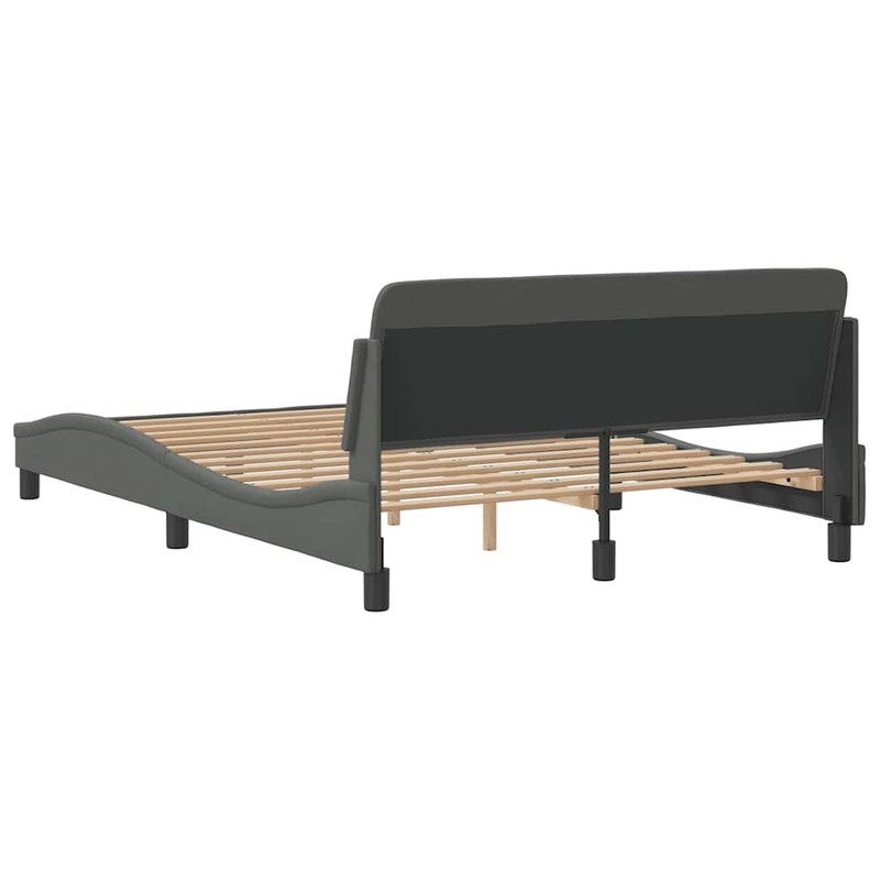 Bed Frame "Dover" Platform Dark Gray 53.9"x74.8" Fabric vidaXL gallery