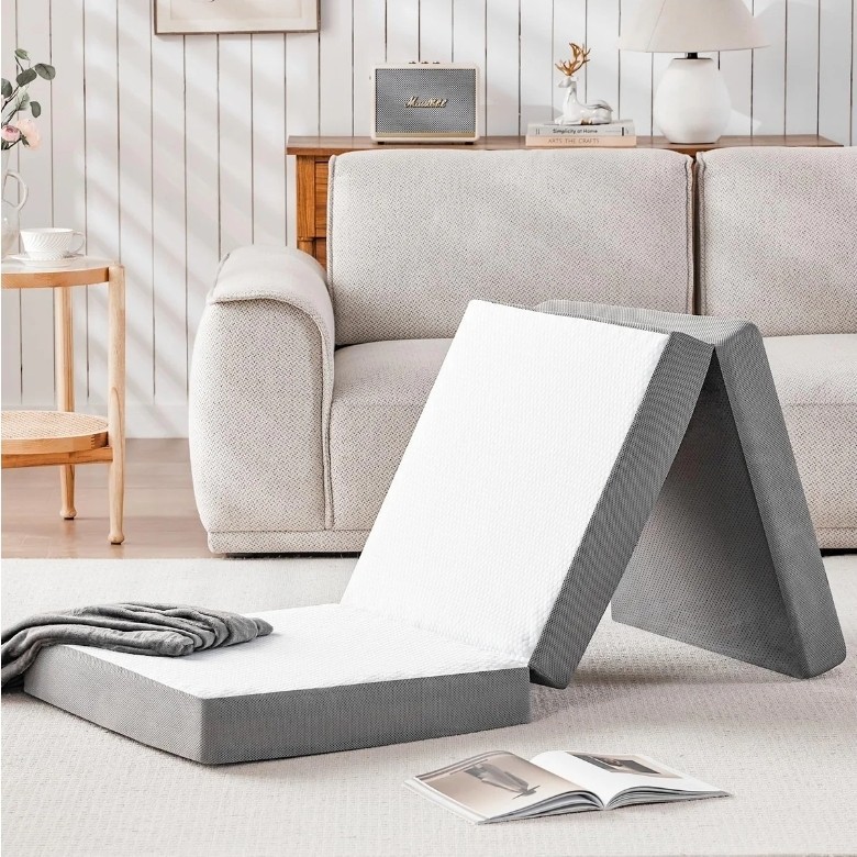 Tri Folding Mattress Twin 4 Inch, Memory Foam Foldable Mattress Topper T2