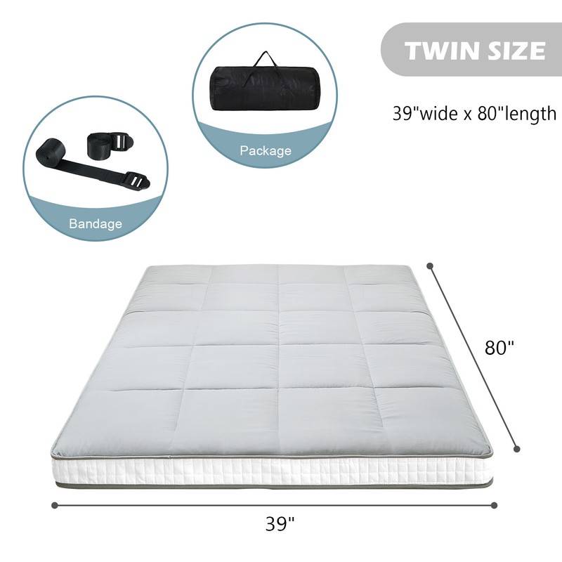 NAIZEA Twin Size Japanese Floor Tatami Mattress Futon Mattress Tatami Pad，Gray gallery
