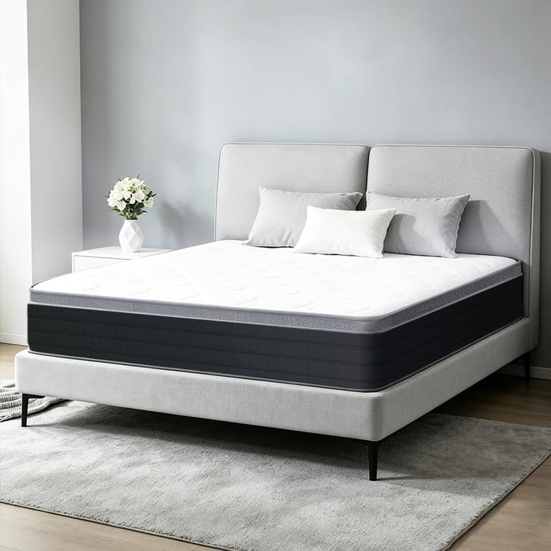 Queen Size Mattress, 10 Inch Plush Comfort, Pocketed Coil Mattress in a Box, 60X