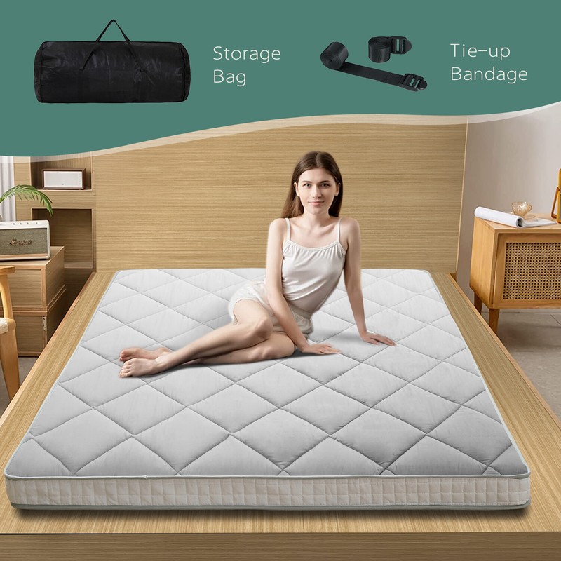 NAIZEA Japanese Floor Mattress Potable Floor Sleeping Pad 80x60x4in Queen Size