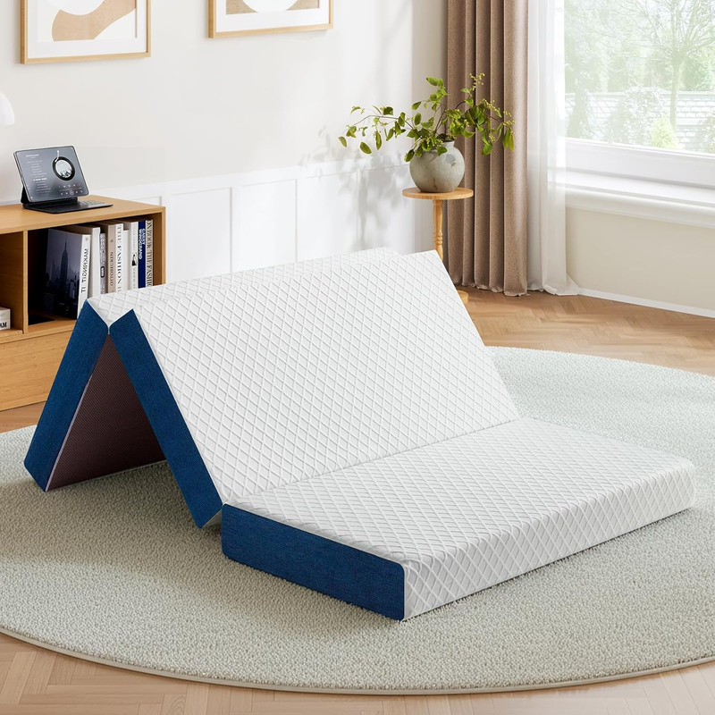 Queen 6" Trifold Gel Memory Foam Mattress - Perfect for Camping & Guests