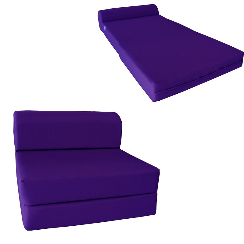 Full Sleeper Chair Folding Foam Beds, Foldable Sofa Couches 6x48x72 Purple
