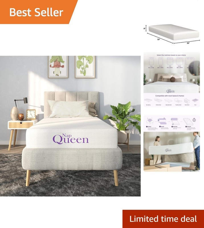 8-Inch Twin Bamboo Charcoal Memory Foam Mattress – Luxurious and Hypoallergenic