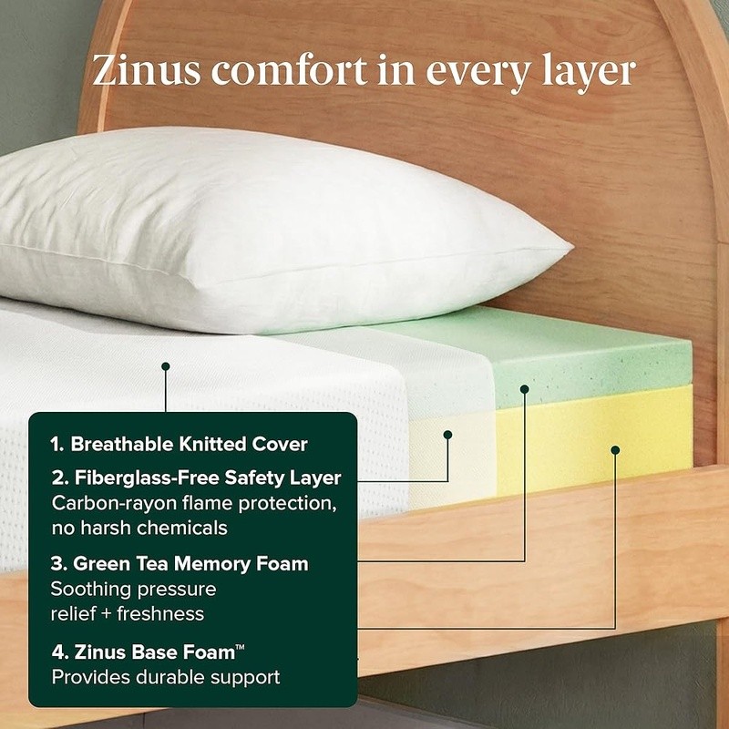 Memory Foam Mattress Medium Firm Pressure Relief Green Tea Charcoal Safe New gallery