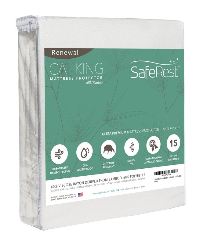 SafeRest Renewal Derived Viscose Rayon Mattress Pad Protector Cover - Waterproof