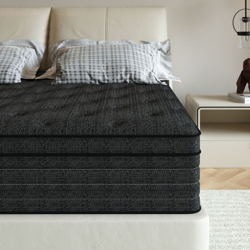 12"14" Mattress in A Box Innerspring Memory Foam Twin Full Queen King Cool Black gallery