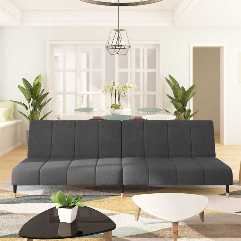 2-Seater Sofa Bed Convertible Sleeper Sofa for Small Space, Dark Gray