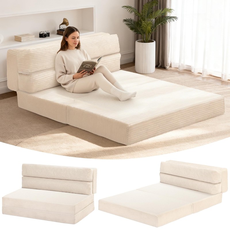 Folding Mattress, 3 in 1 Convertible Sofa Bed Fold Out Couch Bed Floor Couch ...