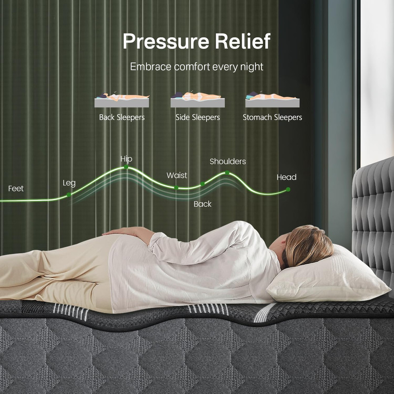 Twin Mattress, 10 Inch Luxury Hybrid Twin Size Mattress in a Box, Cooling Gel Me gallery
