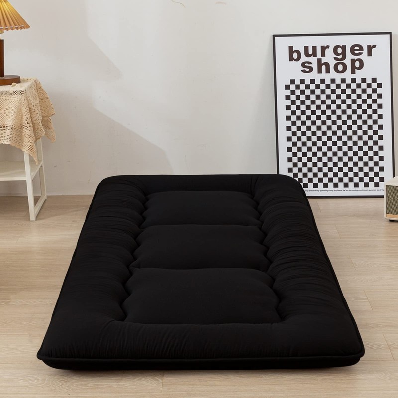 Cot Japanese Floor Futon Mattress, Single Size Tatami Mat Sleeping Pad Foldab...