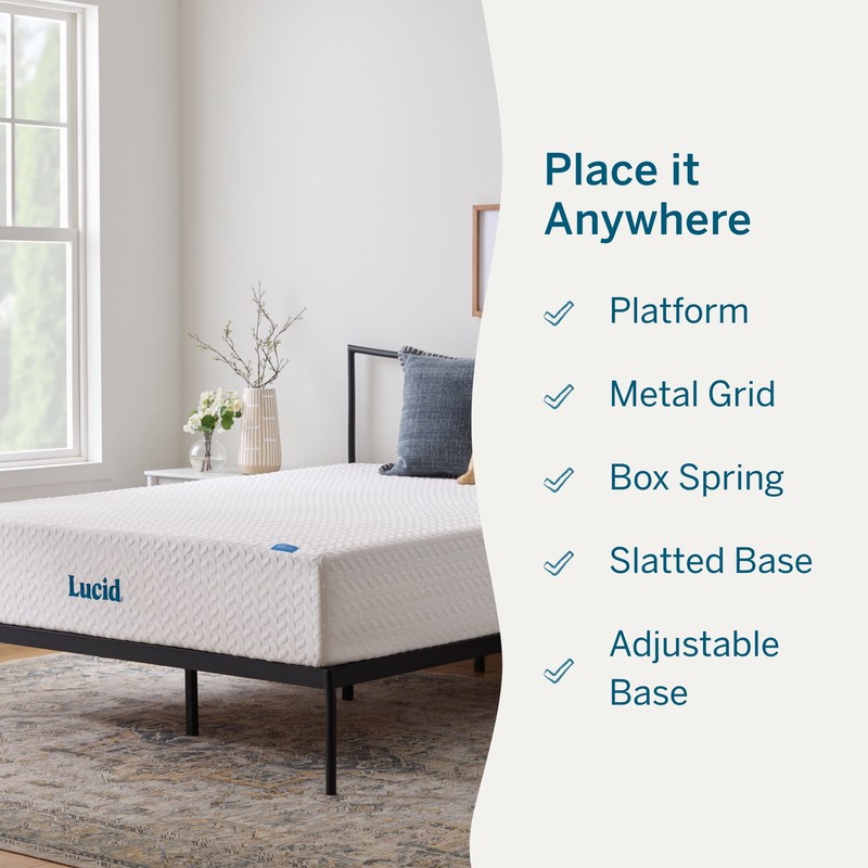 Lucid Gel Memory Foam Plush Mattress Twin, Twin XL, Full, Full XL, Queen, King, gallery