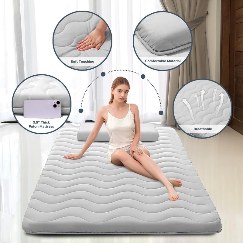 Japanese Futon Floor Mattress, 100% High Density Comfortable Foam, 3.5" Thick... gallery