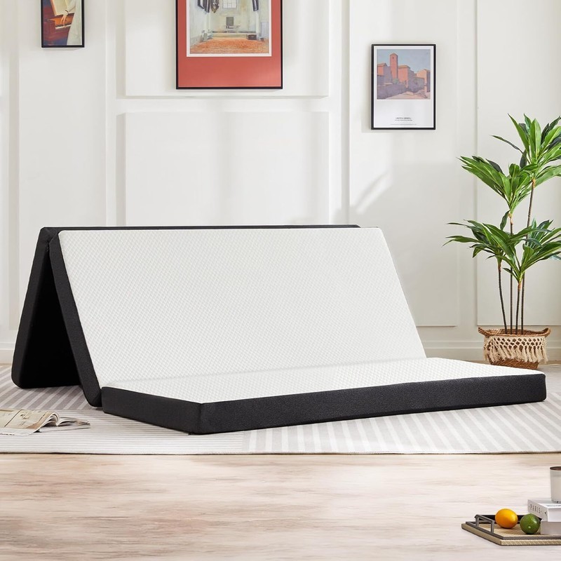 Folding Mattress Full 4-Inch Tri-Fold Mattress with Memory Foam 75″×54″×4″