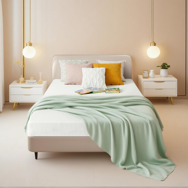 Twin Size Mattress, 5“Gel Memory Foam Mattress in a Box, Fiberglass Free, White