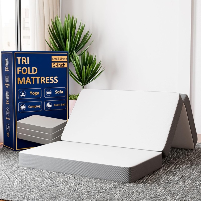 Greaton, 5-Inch Tri-Folding Gel Memory Foam Portable Floor Mattress | Breathabl