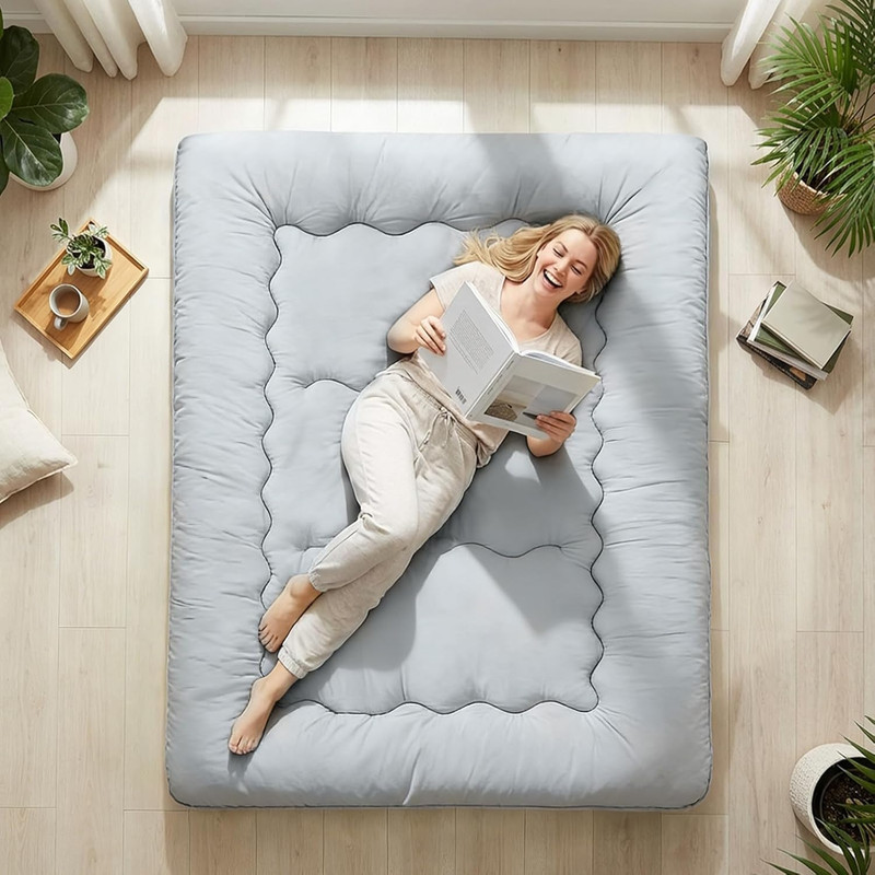 4-Inch Twin Tatami Mattress, Japanese Futon Foldable Mattress with Removable Was gallery