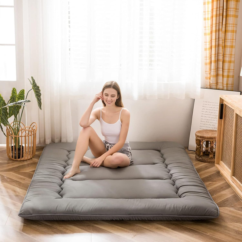 Japanese Floor Mattress Futon Mattress, 4″ Thicken Tatami Mat Sleeping Pad Folda