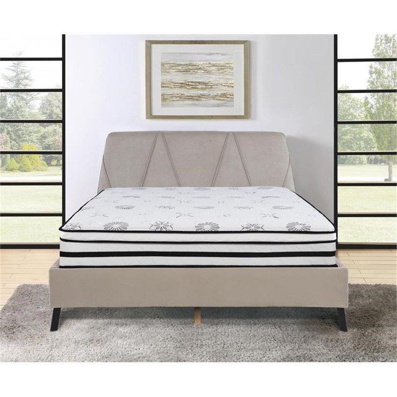 Pemberly Row 12" Fabric California King Hybrid Mattress in White gallery