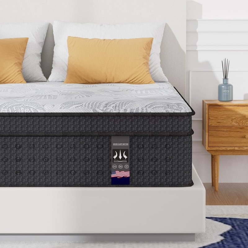 14″ Queen Hybrid Mattress Memory Foam Pocket Spring Mattress, Motion Isolation