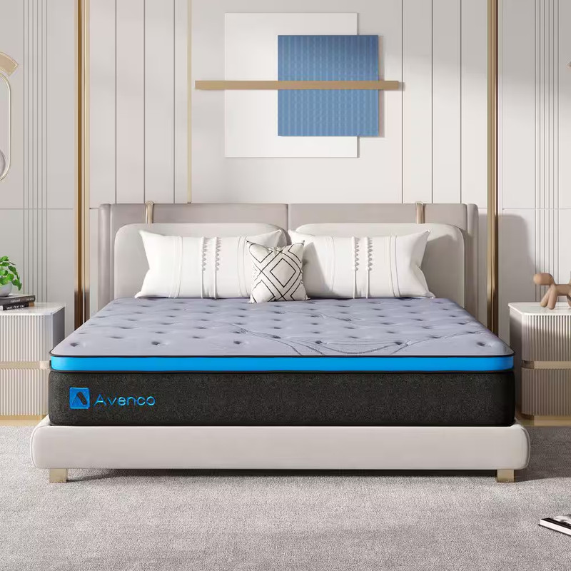 12 In. Medium Firm Hybrid Pillow Top King Size Mattress, Cooling & Certipur-Us C