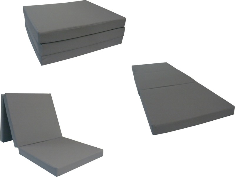 Trifold Foam Beds, Folding Mats, Cushions, Seats, 1.8 Density 3x27x75 Gray