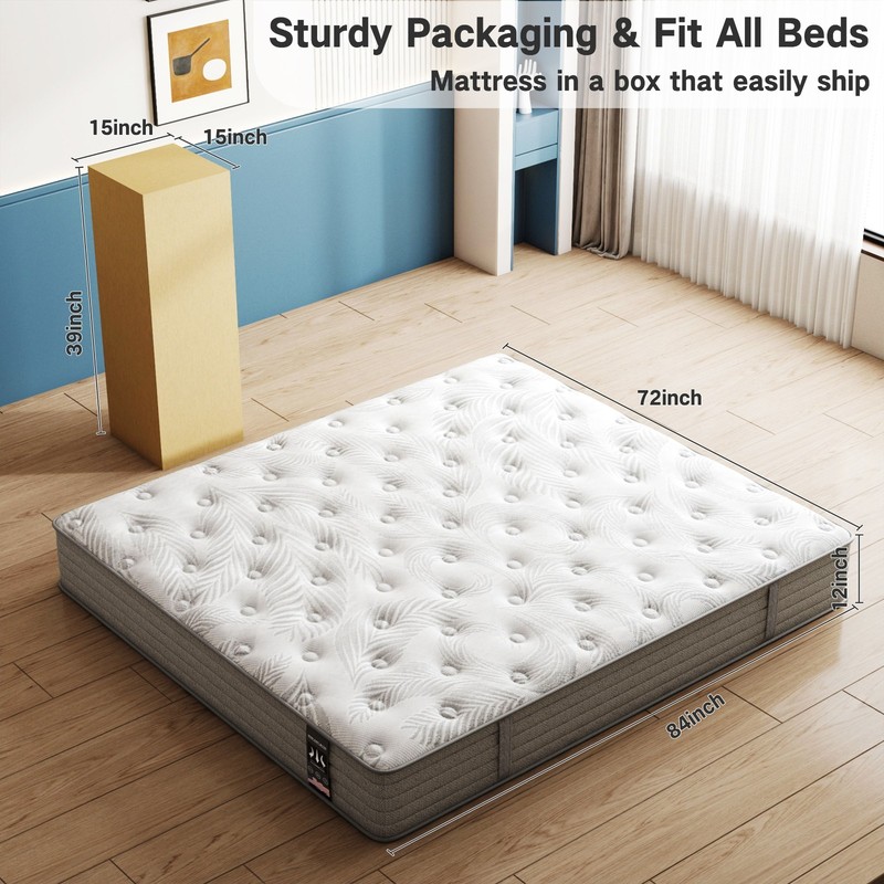 12" Cal King Hybrid Spring Gel Memory Foam Mattress California King Bed In a Box gallery