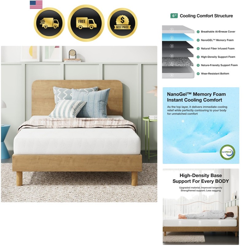 Twin Mattress, 6 Inch Twin Bed Mattress for Kids, Gel Memory Foam Mattresses …