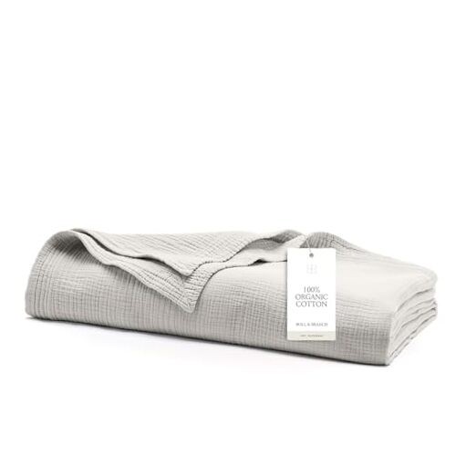 Dream Bed Blanket - - Luxury 100% Organic Cotton - Soft, Full/Queen Mist
