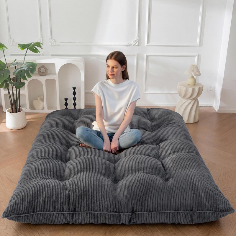 6″ Japanese Floor Mattress, Foldable Futon Mattress Queen Size, Tufted Roll U…