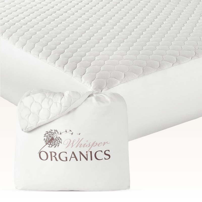 100% Cotton Organic Mattress Pad – Breathable & Cooling King, White