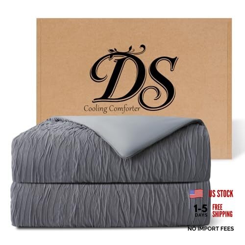 Dark Grey Cooling Comforter for Hot Sleepers - 90"x90" - Full/Queen Full/Queen