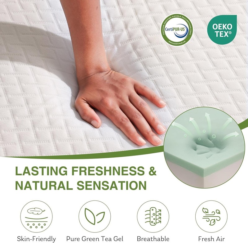 5 Inch Twin Mattress for Kids, Memory Foam Mattress with Cooling Green Tea Ge... gallery